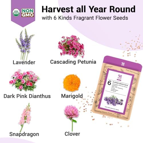 Flower Seed Pods for All Hydroponics Growing System, 8 Pods with 600+ Seeds of Marigold, Lavender, Petunia, Dark Pink Dianthus, Clover and Snapdragon - Image 3
