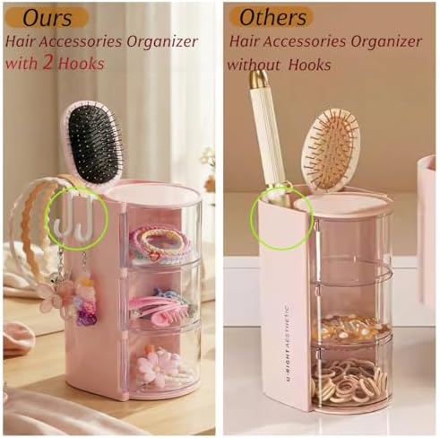 Hair Accessories Organizer with 2 Hooks For Girls,Hair Brush Holder - Image 2