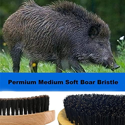Premium Hard Palm Curved Wave Brush - Medium Hard Brush with Beech and Black Mix Bristles for Men's Hair Styling (Wood Color 2) - Image 5