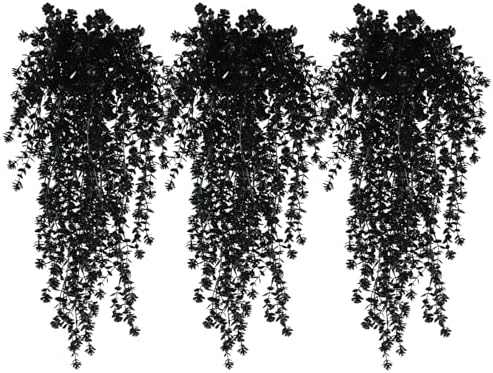 RECUTMS Black Hanging Flowers Faux Hanging Plants Black Artificial Plants by RECUTMS