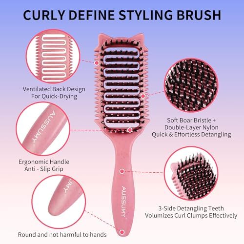 2 Pack Curl Defining Brush – With 3 Styling Tools for Effortlessly Detangles Shaping & Define Natural Curly Waves & Coils – For Women & Men Wet or Dry Hair - Reduces Frizz & Adds Shine - Image 2