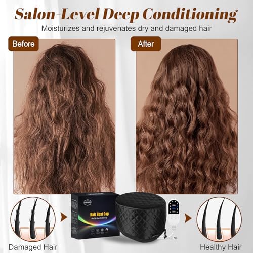 Hair Steamer for Deep Conditioning: Heat Cap with 118" Power Cord 10-Level Fast Heating & 3 Timer Settings for Natural Black Hair Thermal Steam Cap for Deep Conditioner Treatments - Image 3