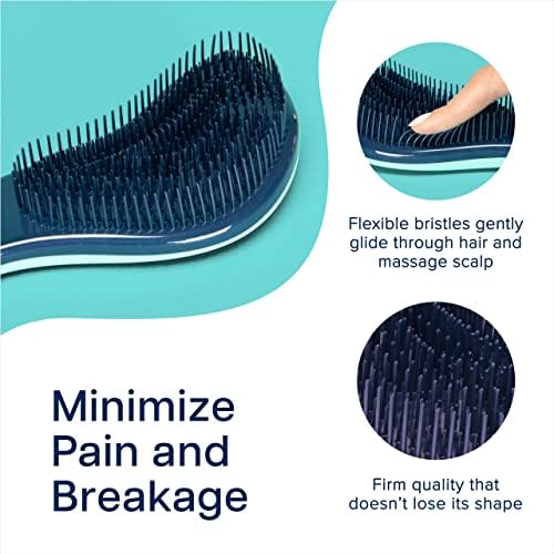 Crave Naturals Glide Thru Detangling Hair Brushes for Women - Detangler Brush for Curly or Straight, Wet or Dry Hair - Gentle on Tangles Comb - 7.5x3-Inch, Turquoise and Terrazzo (Pack of 2) - Image 3