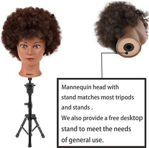 Morris Mannequin Head 100% Human Hair Training Head Kinky Curly Hair Hairdresser Manikin Head Cosmetology Doll Head for Hairdresser Practice Styling Braiding with Clamp Stand (10Inch-BB) - Image 5