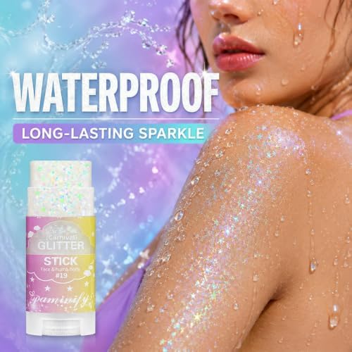 Iridescent White Hair Glitter Stick,Waterproof Face Body Glitter Makeup for Kids and Women, Mermaid Fairy Costume Accessories, Halloween Festival Rave Concert Carnival Party Makeup - Image 4