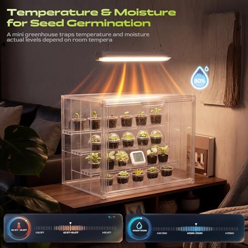 Clear Mini Greenhouse Indoor, Tabletop Portable Greenhouse with Magnetic Door Small Acrylic Plant Green House for Seed Starting, Plant Grow Warmer,and Home Gardening Display - Image 2