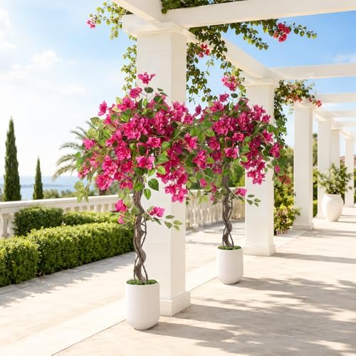 2Pack Artificial Bougainvillea Tree, 4FT Faux Bougainvillea for Indoor Outdoor Decor, Lifelike Bougainvillea Artificial Flowers Plant for Office, Front Porch, Living Room & Patio - Image 7