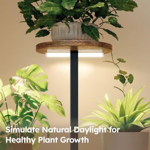 Round Plant Stand Indoor with Grow Light, 5-Tiered Tall Plant Stand Indoor, Metal Plant Shelf with Adjustable Light, Ideal for Living Room, Garden, Patio (Black Brown) - Image 3