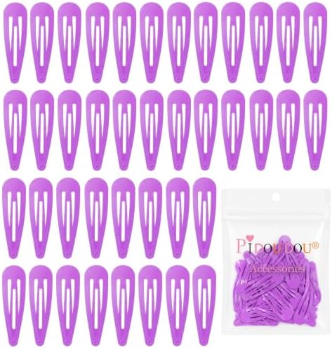 40 Counts Metal Snap Purple Hair Clips, 2 Inch Hair Barrettes for Women by PIDOUDOU