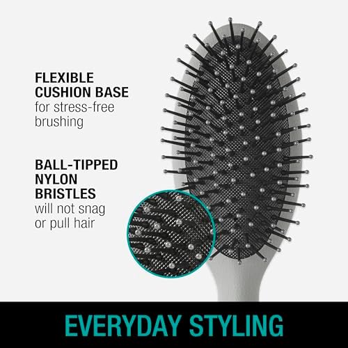 CONAIR Men Hair Brush, Men’s Detangler Brush for Everyday Brushing and All Hair Types, Flexible Cushion Base with Ball-Tipped Bristles Won’t Snag or Pull, Slate Gray - Image 2