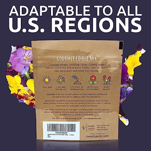 Wildflower Seeds Edible Flowers Mix - 1 Ounce Over 7,000 Open Pollinated Annual and Perennial Seeds - Image 7