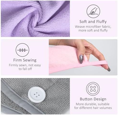 Microfiber Hair Towel Hair Wrap: 2 Pcs 10X26 Hair Dryer Women (5 Pcs) - Image 3