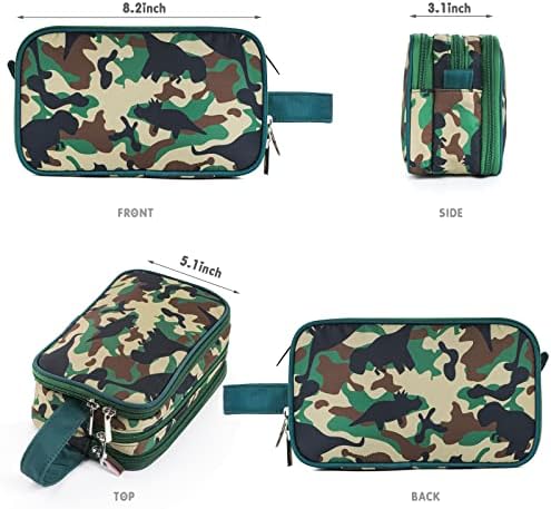 Kids Toiletry Bag for Boys, Travel Toiletry Bag for Little Young Boys Waterproof Hanging Wash Bag Toddler Traveling Toiletries, Dinosaur Camo - Image 2