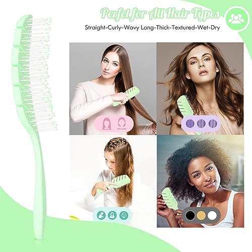 Hair Brush for Women Paddle Detangling Brush, Green - Image 5