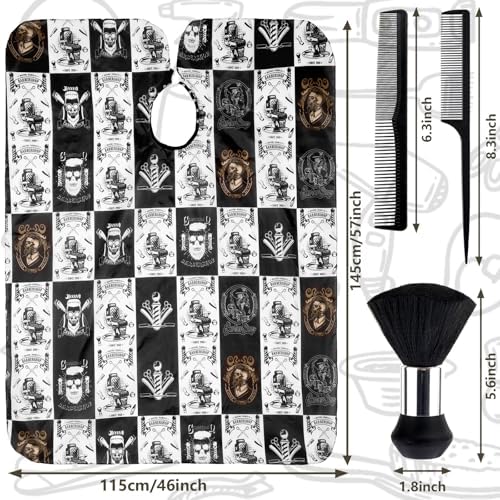 FEBSNOW Hair Cutting Cape Kit,Professional Barber Cape with Duster Brush - Image 2