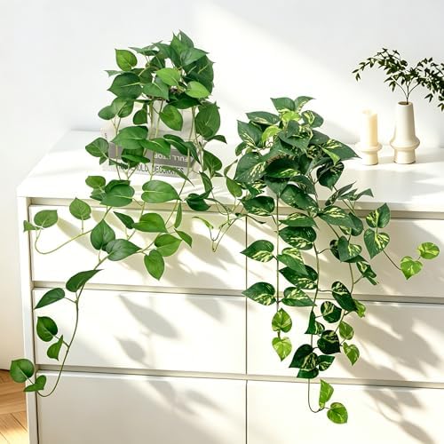 2 Pack Artificial Hanging Plants with White Pots 31.5'' - Image 3