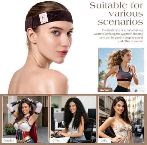 Dark Brown Wig Grip Band 2 Pack for Half Wig, Non Slip Velvet - Image 6