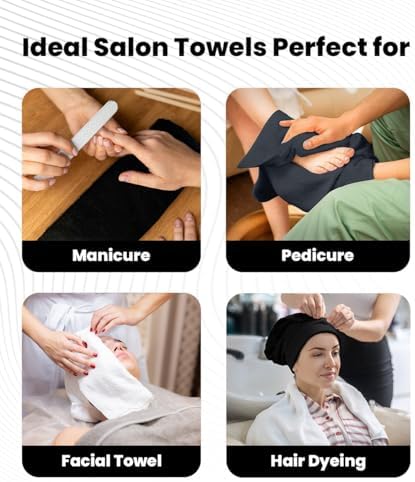 Avalon Towels Salon Towel - Black, Grey and White Hand Towels Bulk Pack of 24 - 100% Cotton Absorbent Spa, Facial & Gym Towel for Working Out - 16x27 Inches (Not Bleach Proof) - Image 5