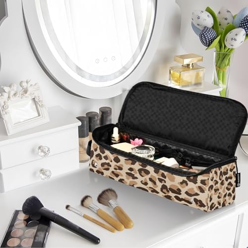 Hair Tools Travel Bag with Heat Resistant Mat 2-in-1 Hot Tools Travel Bag Organizer Flat Curling Iron Travel Case for Straightener Leopard Print Brown - Image 7