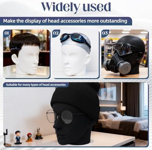 Mannequin Wig Head with Adjustable Stand – Wig Display Head for Wigs, Hats, Caps, Headdress, Salon Styling or Home Display 22.83" Circumference Head (Black) - Image 3