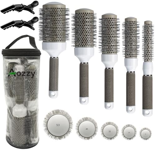 Professional Round Brush Set for Blow Drying 5 Brushes to HairStyling by Aozzy