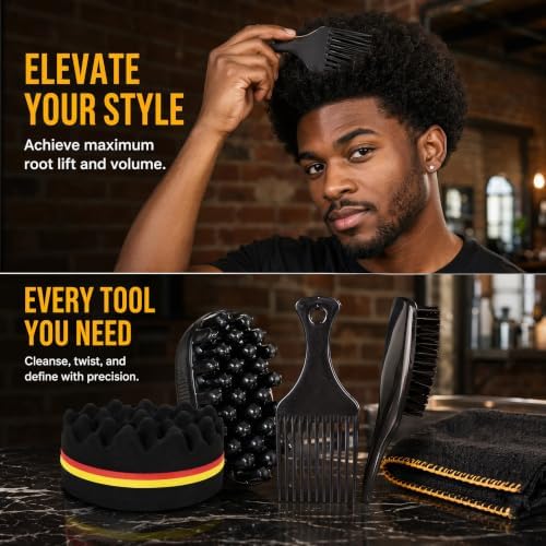 Hair Sponge Twist Brush Curl Styling Kit 4PCS for Afro Coily Hair - Image 4