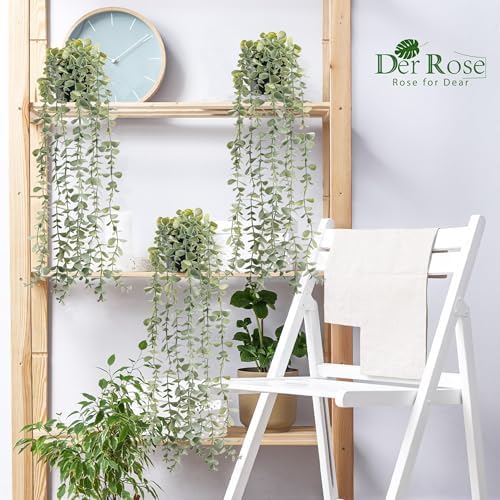 Der Rose 3Pcs Cozy Fake Eucalyptus Hanging Plants for Bathroom Wall Decor - Image 5