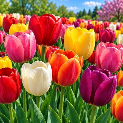25 Darwin Mix Tulip Bulbs for Fall Planting | Large Colorful Spring Blooms by CZGrain
