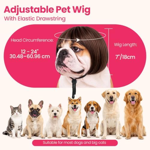 Funny Dog Wig, Short Straight Hair Pet Costume with Bangs for Halloween - Image 2