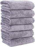 MOONQUEEN 6 Pack Premium Hand Towels - Quick Drying - Microfiber Coral Velvet Highly Absorbent Towels - Multipurpose Use as Hotel, Bathroom, Shower, Spa, Hand Towel 16 x 28 inches (Light Grey) by MOONQUEEN