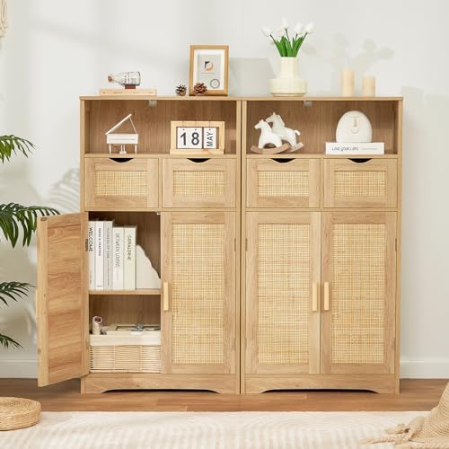 Iwell Bathroom Storage Cabinet with 2 Drawers, Small Kitchen Pantry Cabinet - Image 2