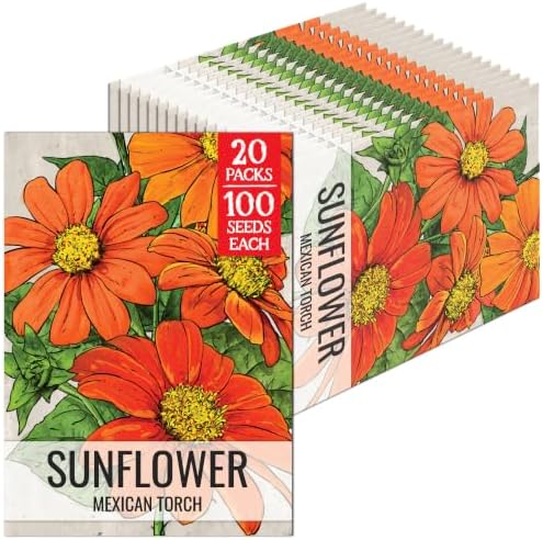 Seed Needs Mexican Sunflower Seeds to Plant Cut Flowers - 20 Packs by SeedNeeds