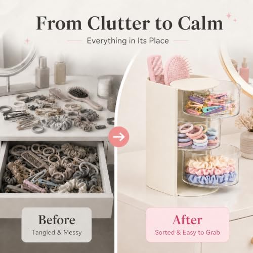 Hair Accessories Organizer, 3-Layer Rotatable Storage Box for Hair Clips - Image 6