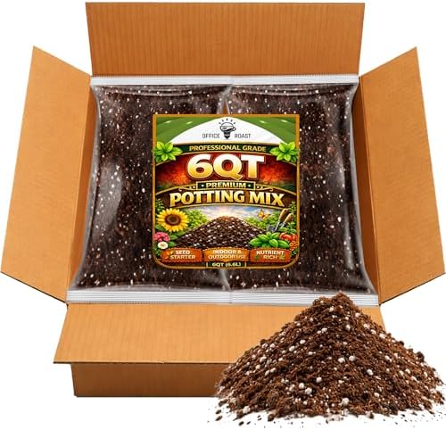 Potting Mix Soil 6 QT for Indoor Plants & Outdoor Gardening – Seed Starter Soil, All Purpose Planting Mix – Moisture Retaining, Fast Draining Soil for Seeds, Herbs, Flowers & Vegetables by OfficeRoast