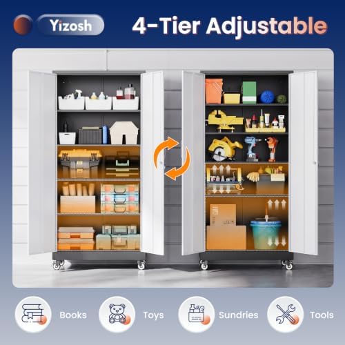 Yizosh Metal Garage Storage Cabinet,Mobile Lockable Tools Storage Cabinets - Image 4