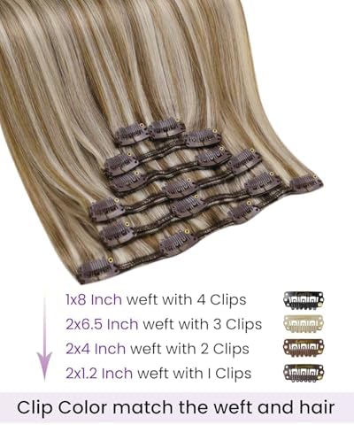 LaaVoo Human Hair Clip In Extensions, Daily Wear, 20 Inch - Image 3