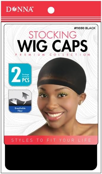 DONNA Wig Caps for Women 2 Pack, Breathable Nylon Stocking Cap, Black - Image 6