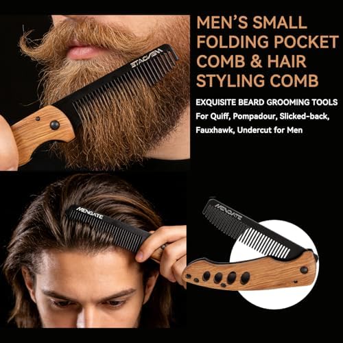 1PC Wooden Beard Comb for Men - Folding & Secure Lock & Pocket clip, 0.12lb - Image 6