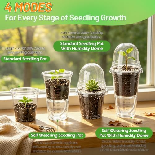 30 Pack 4" Self Watering Propagation Pots, Seed Starter Cups with Dome - Image 2