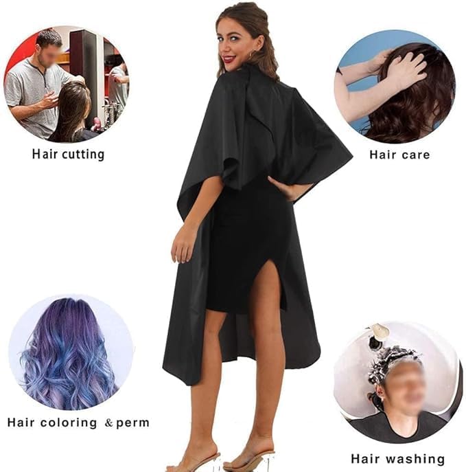 Black Professional Barber Cape Waterproof Hair Salon Cape with Metal Snap Closure Hair Cutting Cape - Image 5