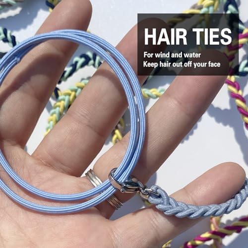 Ponytail Wrap Hair Ties for Women, 16" Elastic No Tangle Spiral Pony Tail Hair Ties Damage-Free for Medium Long Hair Motorcycle Hair Accessories for Sports- Bike Riding, Skiing- Colorful 3 Pack - Image 3