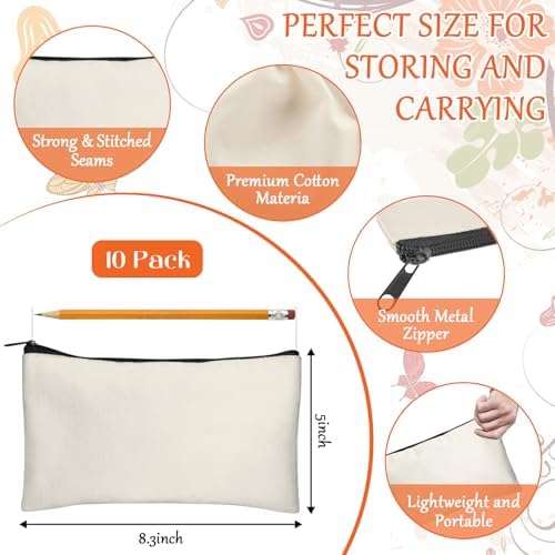 Legigo Blank Canvas Bags Zipper Pouch Makeup Bags Pencil Pouch Bulk - Image 2
