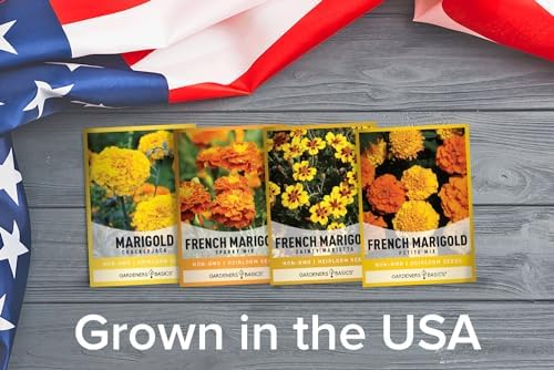 Gardeners Basics, Marigold Seeds for Planting Outdoors (4 Variety Pack) French Marigold Petite Mix, Dainty Marietta, Sparky, and African Marigold Seeds Crackerjack for Pollinators Wildflower Seed - Image 7