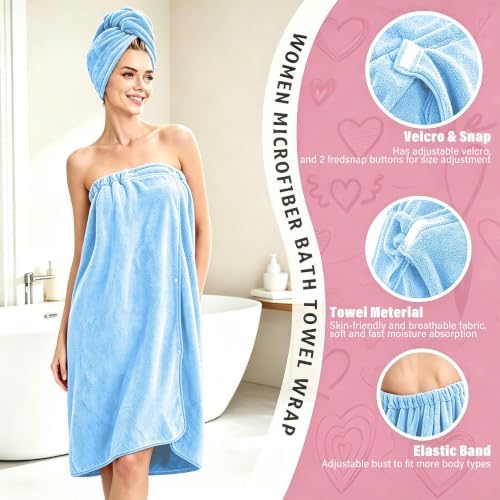 Absorbent Towel Wrap for Women Wearable Bath Towel Set with Hair Turban - Image 4