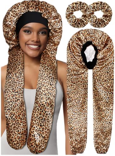 1+2 Satin Pantyhose Bonnet for Braids, Long Hair Bonnet for Women Sleeping by Heniho