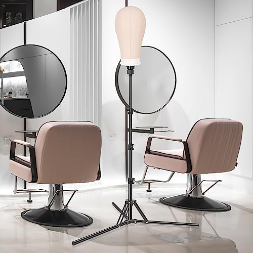 Mannequin Head Stand, Adjustable Wig Stand, Reinforced Metal Mannequin Head Stand for Cosmetology Hairdressing Training, Black - Image 6