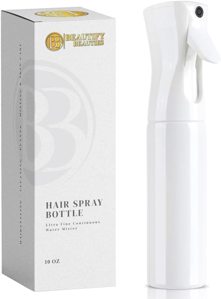 BeautifyBeauties Spray Bottle For Hair – Continuous Mister Spray Bottle for Hairstyling (White, 10.1 Ounces) by BeautifyBeauties