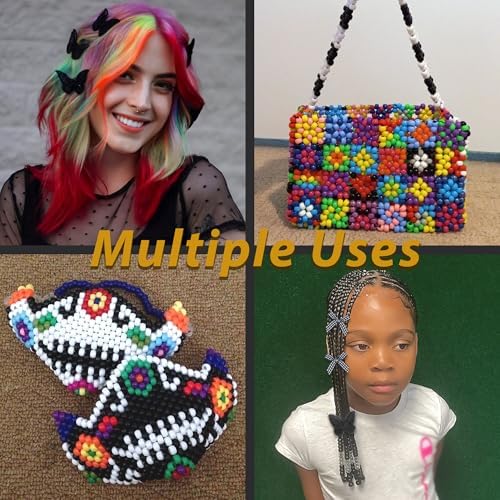 100pcs Hair Beads for Braids Gold Loc Dreadlock Hair Beads Black Gingham Mini Hair Bows Lace Embroidery Butterfly Hair Clips 3 Styles Y2K Hair Accessories for Women Girls - Image 6