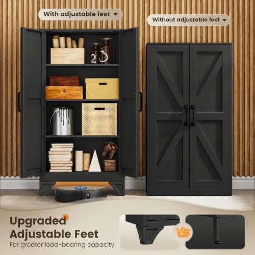Yizosh 47"Black Metal Kitchen Storage Cabinet,Dining Pantry Storage Cabinet - Image 5