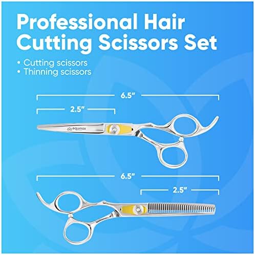 Equinox Professional Razor Edge Series Hair Cutting Scissors Set - Barber Hair Cutting & Thinning Shears/Texturizing Scissors Set - 6.5 Inches Hair Cutting Scissors Kit for Men/Women/Kids/Salon & Home - Image 3